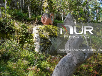 A general view of the Trollparken Garpes Vanner sculpture park is seen in Gamleby, Sweden, on August 11, 2024. The artist Jerzy Przybyl, als...