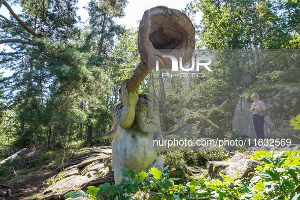 A general view of the Trollparken Garpes Vanner sculpture park is seen in Gamleby, Sweden, on August 11, 2024. The artist Jerzy Przybyl, als...