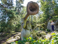 A general view of the Trollparken Garpes Vanner sculpture park is seen in Gamleby, Sweden, on August 11, 2024. The artist Jerzy Przybyl, als...