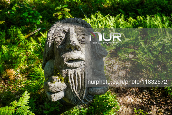 A general view of the Trollparken Garpes Vanner sculpture park is seen in Gamleby, Sweden, on August 11, 2024. The artist Jerzy Przybyl, als...