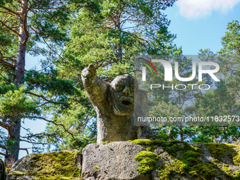 A general view of the Trollparken Garpes Vanner sculpture park is seen in Gamleby, Sweden, on August 11, 2024. The artist Jerzy Przybyl, als...