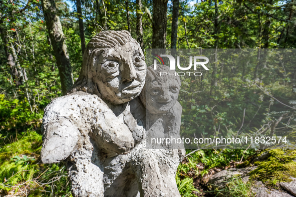 A general view of the Trollparken Garpes Vanner sculpture park is seen in Gamleby, Sweden, on August 11, 2024. The artist Jerzy Przybyl, als...