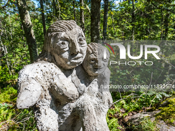 A general view of the Trollparken Garpes Vanner sculpture park is seen in Gamleby, Sweden, on August 11, 2024. The artist Jerzy Przybyl, als...