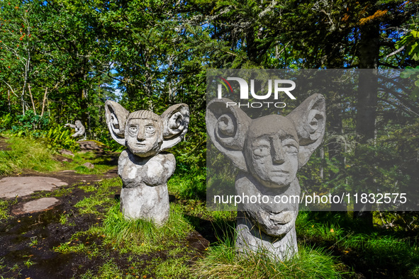 A general view of the Trollparken Garpes Vanner sculpture park is seen in Gamleby, Sweden, on August 11, 2024. The artist Jerzy Przybyl, als...