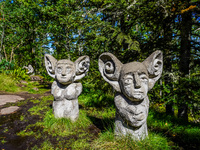 A general view of the Trollparken Garpes Vanner sculpture park is seen in Gamleby, Sweden, on August 11, 2024. The artist Jerzy Przybyl, als...