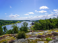 A general view of the Trollparken Garpes Vanner sculpture park is seen in Gamleby, Sweden, on August 11, 2024. The artist Jerzy Przybyl, als...