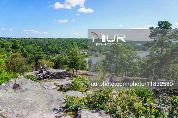 A general view of the Trollparken Garpes Vanner sculpture park is seen in Gamleby, Sweden, on August 11, 2024. The artist Jerzy Przybyl, als...