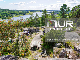 A general view of the Trollparken Garpes Vanner sculpture park is seen in Gamleby, Sweden, on August 11, 2024. The artist Jerzy Przybyl, als...