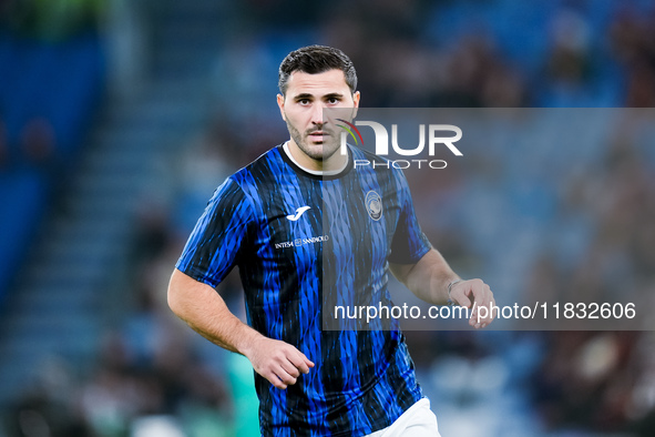 Sead Kolasinac of Atalanta BC looks on during the Serie A Enilive match between AS Roma and Atalanta BC at Stadio Olimpico on December 02, 2...