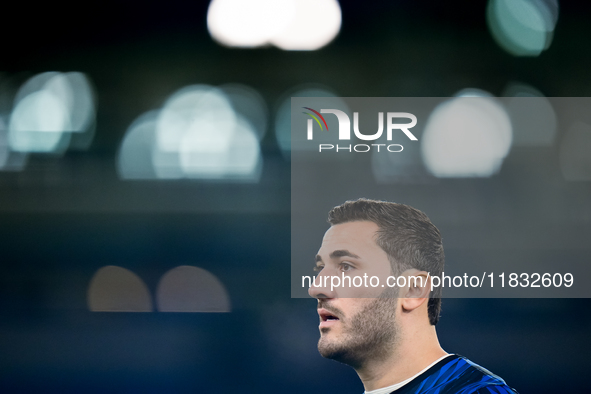 Sead Kolasinac of Atalanta BC looks on during the Serie A Enilive match between AS Roma and Atalanta BC at Stadio Olimpico on December 02, 2...