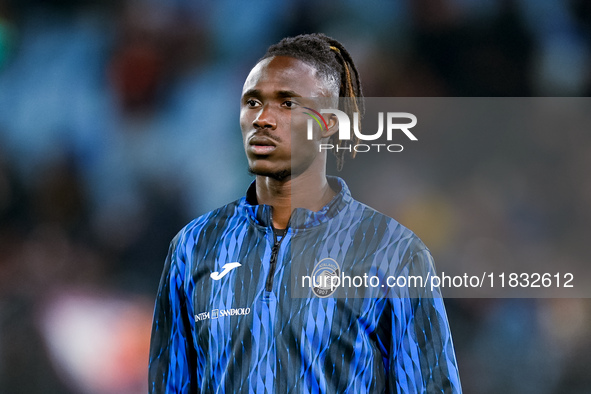 Odilon Kossounou of Atalanta BC looks on during the Serie A Enilive match between AS Roma and Atalanta BC at Stadio Olimpico on December 02,...