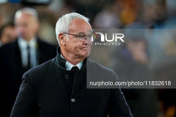 Claudio Ranieri head coach of AS Roma looks on during the Serie A Enilive match between AS Roma and Atalanta BC at Stadio Olimpico on Decemb...