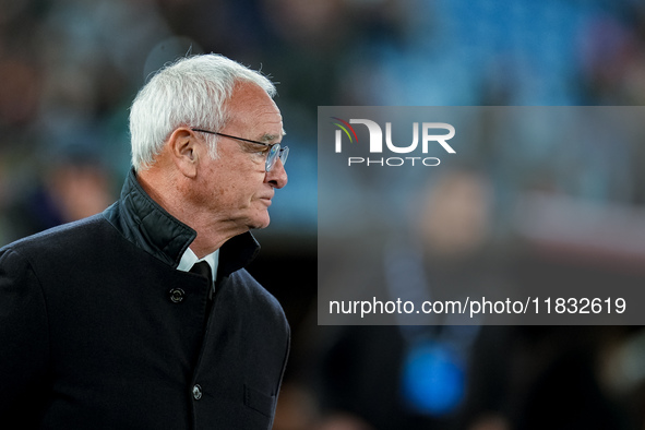 Claudio Ranieri head coach of AS Roma looks on during the Serie A Enilive match between AS Roma and Atalanta BC at Stadio Olimpico on Decemb...