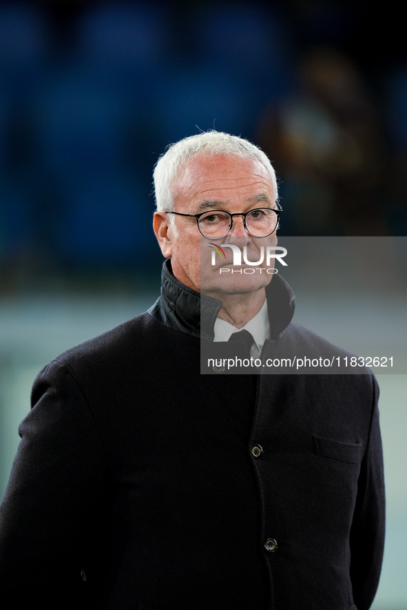 Claudio Ranieri head coach of AS Roma looks on during the Serie A Enilive match between AS Roma and Atalanta BC at Stadio Olimpico on Decemb...