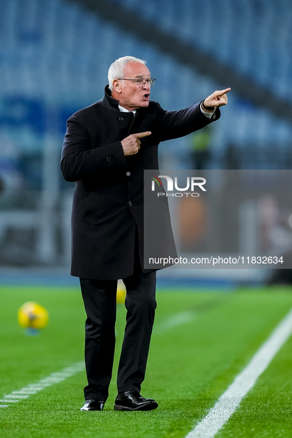 Claudio Ranieri head coach of AS Roma gestures during the Serie A Enilive match between AS Roma and Atalanta BC at Stadio Olimpico on Decemb...