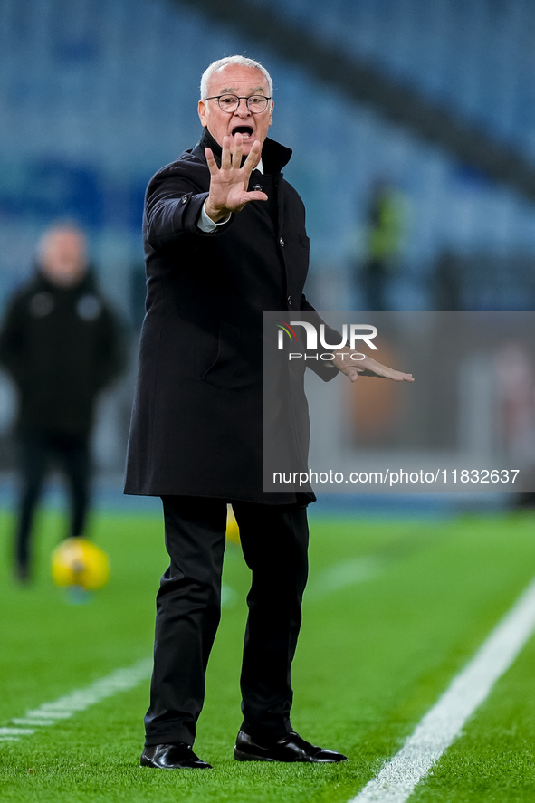 Claudio Ranieri head coach of AS Roma gestures during the Serie A Enilive match between AS Roma and Atalanta BC at Stadio Olimpico on Decemb...