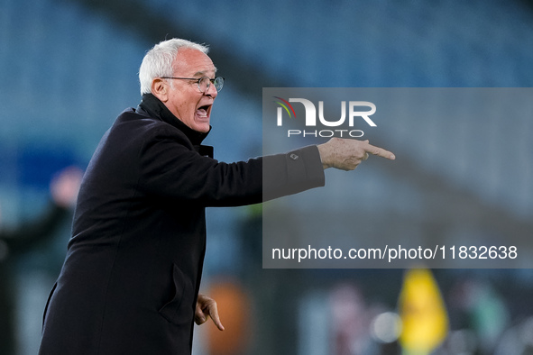 Claudio Ranieri head coach of AS Roma gestures during the Serie A Enilive match between AS Roma and Atalanta BC at Stadio Olimpico on Decemb...