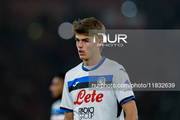 Charles De Ketelaere of Atalanta BC looks on during the Serie A Enilive match between AS Roma and Atalanta BC at Stadio Olimpico on December...