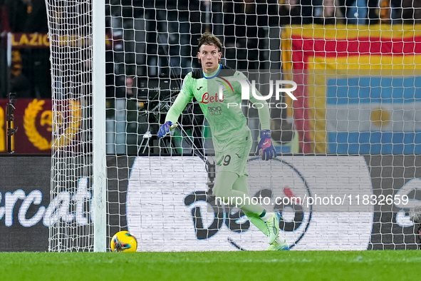 Marco Carnesecchi of Atalanta BC during the Serie A Enilive match between AS Roma and Atalanta BC at Stadio Olimpico on December 02, 2024 in...