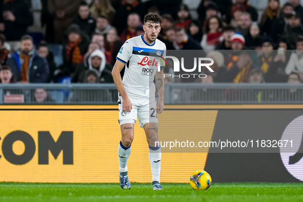 Matteo Ruggeri of Atalanta BC during the Serie A Enilive match between AS Roma and Atalanta BC at Stadio Olimpico on December 02, 2024 in Ro...