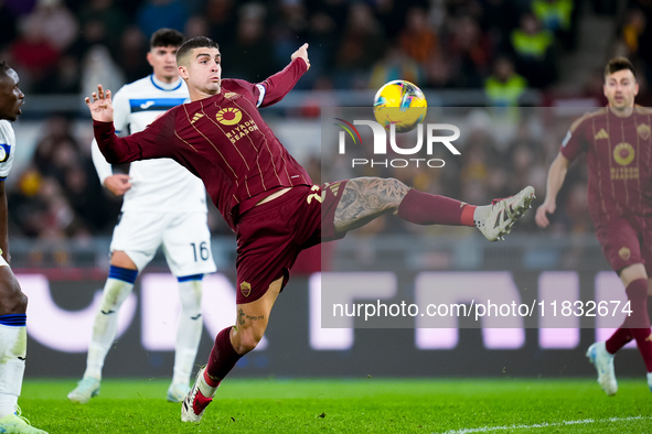 Gianluca Mancini of AS Roma during the Serie A Enilive match between AS Roma and Atalanta BC at Stadio Olimpico on December 02, 2024 in Rome...