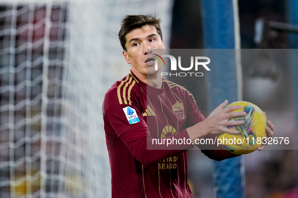 Eldor Shomurodov of AS Roma during the Serie A Enilive match between AS Roma and Atalanta BC at Stadio Olimpico on December 02, 2024 in Rome...