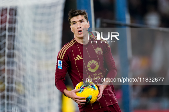 Eldor Shomurodov of AS Roma during the Serie A Enilive match between AS Roma and Atalanta BC at Stadio Olimpico on December 02, 2024 in Rome...