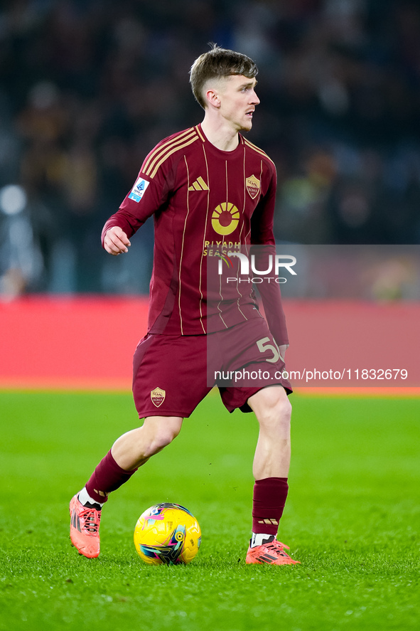 Alexis Saelemaekers of AS Roma during the Serie A Enilive match between AS Roma and Atalanta BC at Stadio Olimpico on December 02, 2024 in R...