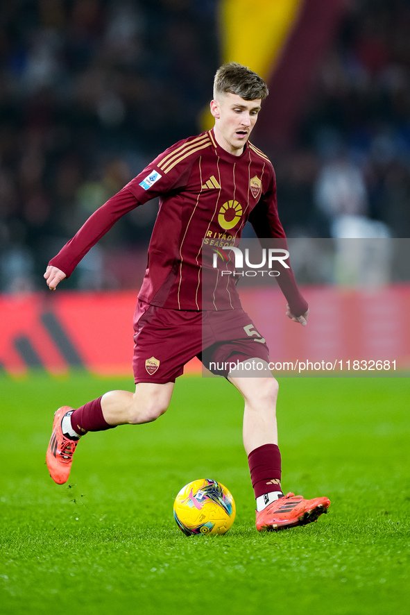 Alexis Saelemaekers of AS Roma during the Serie A Enilive match between AS Roma and Atalanta BC at Stadio Olimpico on December 02, 2024 in R...