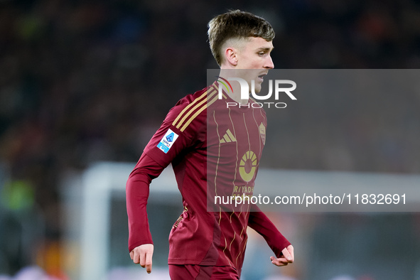 Alexis Saelemaekers of AS Roma during the Serie A Enilive match between AS Roma and Atalanta BC at Stadio Olimpico on December 02, 2024 in R...