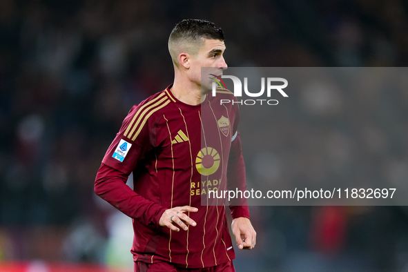 Gianluca Mancini of AS Roma during the Serie A Enilive match between AS Roma and Atalanta BC at Stadio Olimpico on December 02, 2024 in Rome...