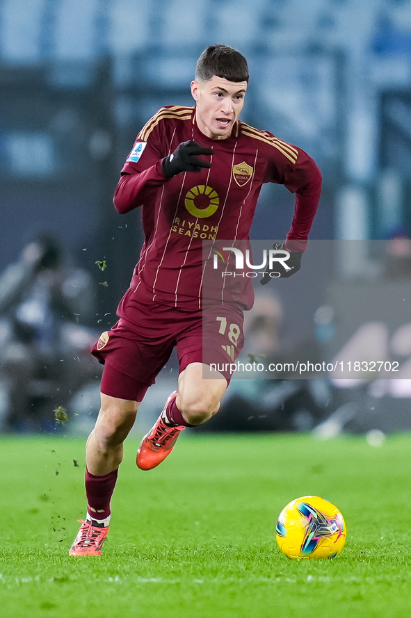 Matias Soule' of AS Roma during the Serie A Enilive match between AS Roma and Atalanta BC at Stadio Olimpico on December 02, 2024 in Rome, I...