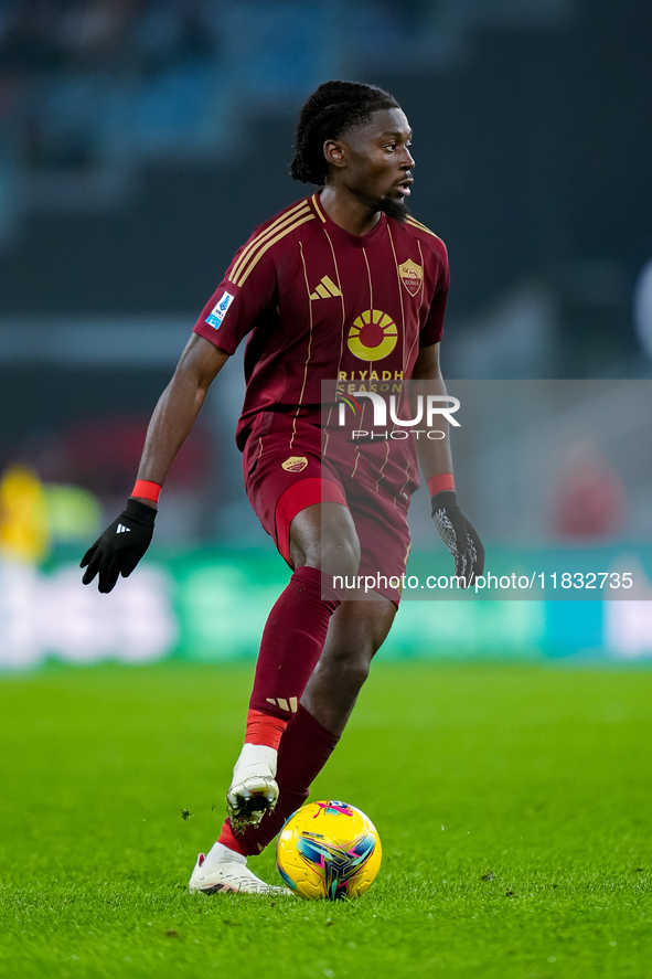 Manu Kone' of AS Roma during the Serie A Enilive match between AS Roma and Atalanta BC at Stadio Olimpico on December 02, 2024 in Rome, Ital...