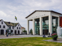 A general view of the Naval Museum building (Marinmuseum) is seen in Karlskrona, Sweden, on August 15, 2024. (