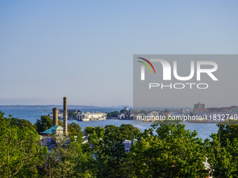 A general view of the old city center is seen in Karlskrona, Sweden, on August 15, 2024. (