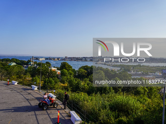 A general view of the old city center is seen in Karlskrona, Sweden, on August 15, 2024. (