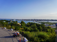 A general view of the old city center is seen in Karlskrona, Sweden, on August 15, 2024. (