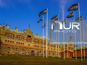 A general view of the Tyska Bryggare Garden, an ancient German brewery, is seen in Karlskrona, Sweden, on August 15, 2024. (