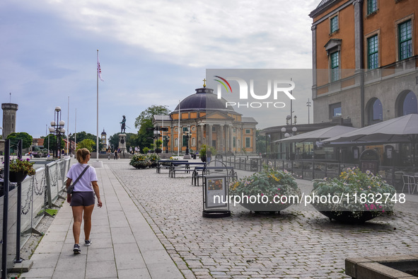 A general view of the old city center is seen in Karlskrona, Sweden, on August 15, 2024. 