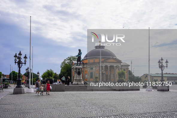 A general view of the old city center is seen in Karlskrona, Sweden, on August 15, 2024. 