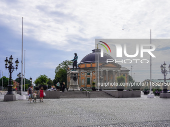 A general view of the old city center is seen in Karlskrona, Sweden, on August 15, 2024. (