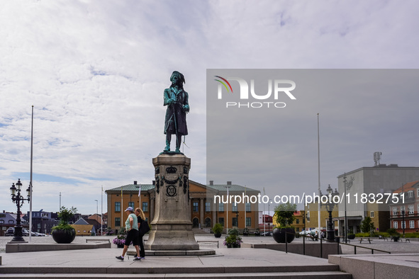 A general view of the old city center is seen in Karlskrona, Sweden, on August 15, 2024. 