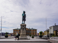 A general view of the old city center is seen in Karlskrona, Sweden, on August 15, 2024. (