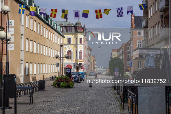 A general view of the old city center is seen in Karlskrona, Sweden, on August 15, 2024. 