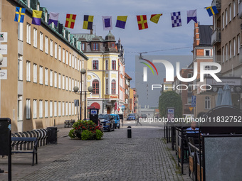 A general view of the old city center is seen in Karlskrona, Sweden, on August 15, 2024. (