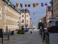 A general view of the old city center is seen in Karlskrona, Sweden, on August 15, 2024. (