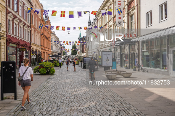 A general view of the old city center is seen in Karlskrona, Sweden, on August 15, 2024. 