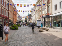 A general view of the old city center is seen in Karlskrona, Sweden, on August 15, 2024. (