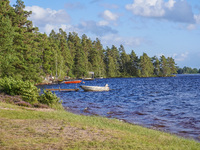 A lake is seen near Markaryd, Sweden, on August 8, 2024. (