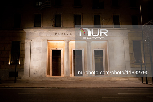 A general view of the Bank of Greece in Athens, Greece, on December 3, 2024. 